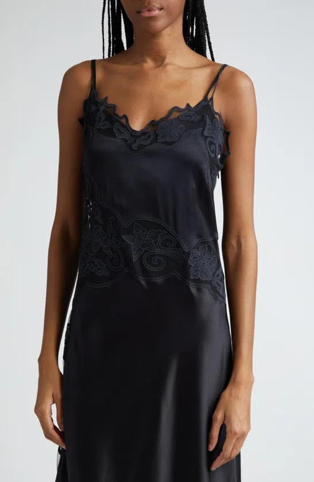 Lucienne Lace Silk Midi Dress In Black Product Image