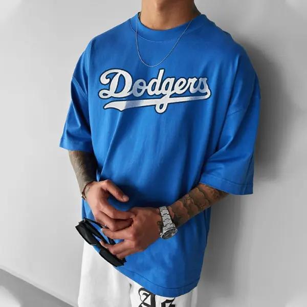 Oversized Dodgers Print Short Sleeve T Shirt Product Image