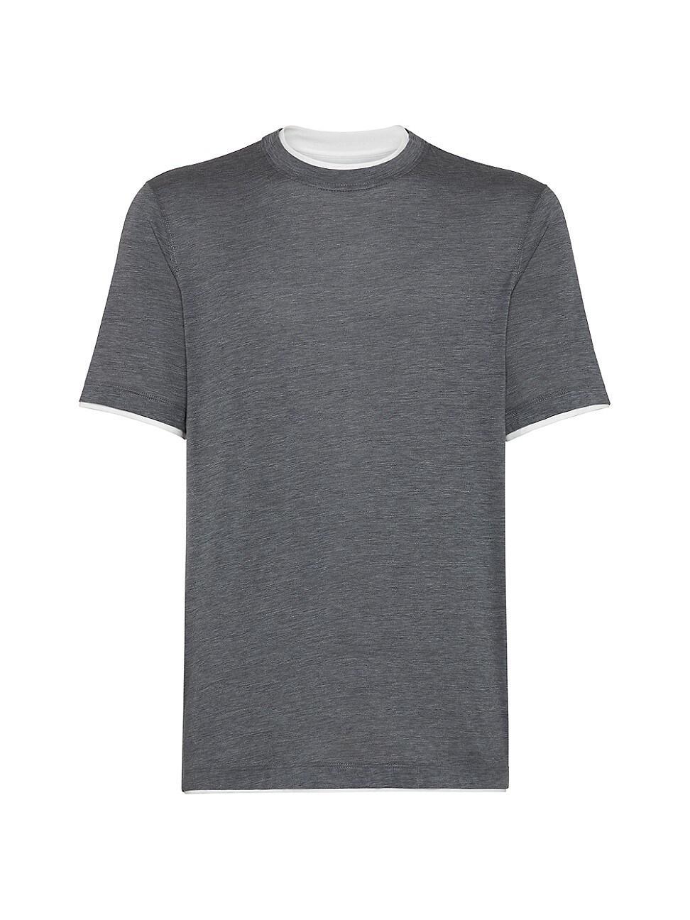 Mens Jersey Crew Neck T-Shirt with Faux Layering Product Image