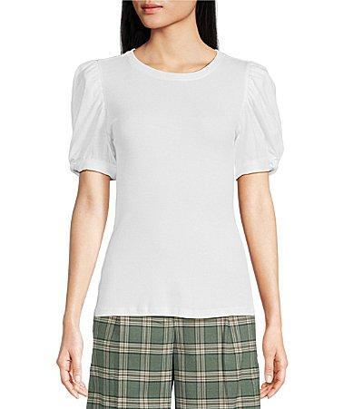 1.state Womens Puff Sleeve Short Sleeve Knit T-shirt Product Image