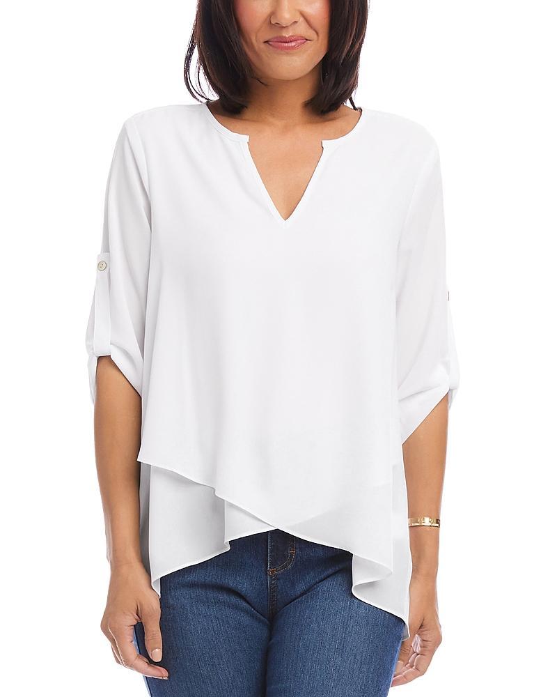 Karen Kane Women's Asymmetric Hem Wrap Top, , 100% Polyester Product Image