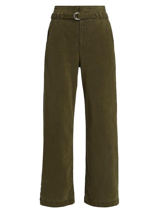 Womens Belted Twill Wide-Leg Pants Product Image