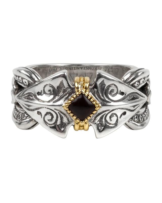 Mens Silver, 18k Gold %26 Onyx Ring Product Image