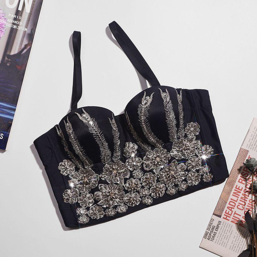 Sequin Rhinestone Bustier Top Product Image