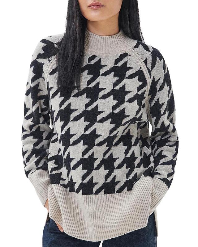 Barbour Tarana Houndstooth Check Wool Blend Tunic Sweater Product Image