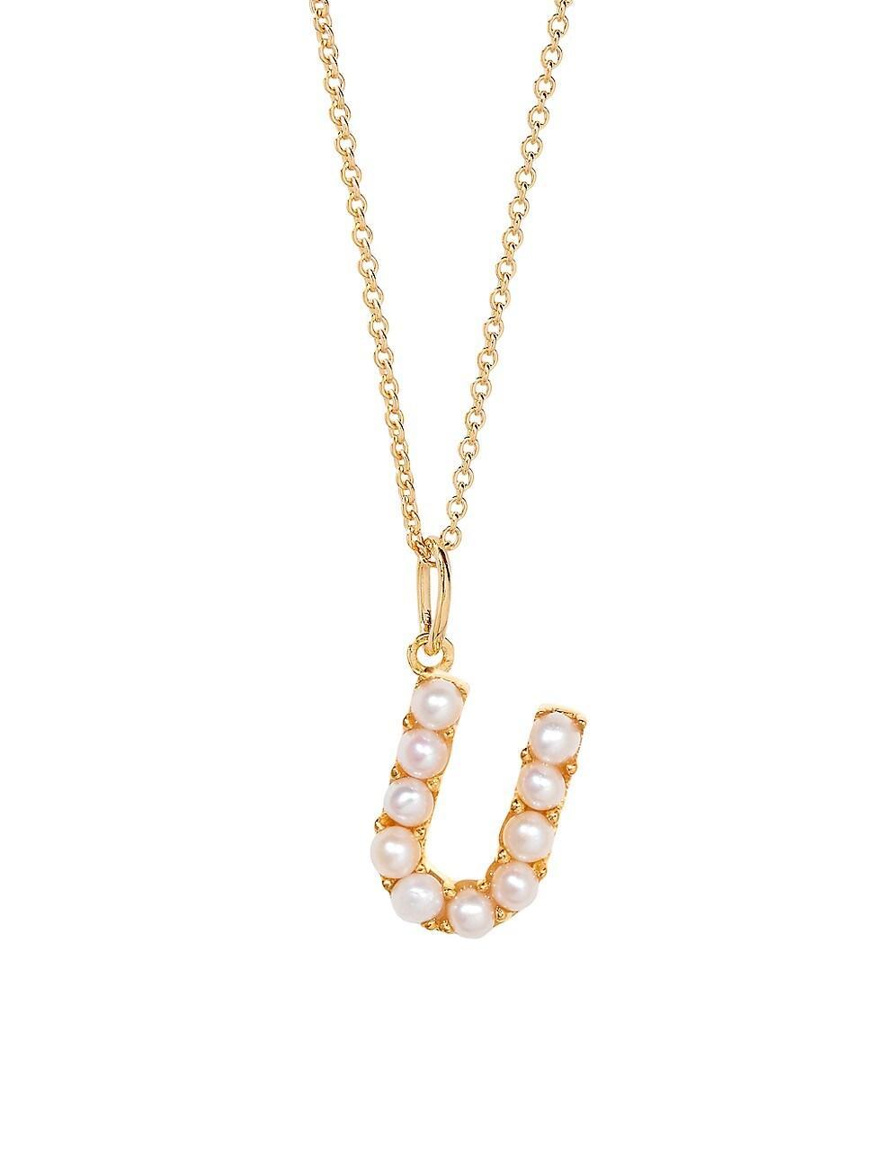 Womens Bridget Initial 14K-Gold-Plated & Freshwater Pearl Necklace Product Image