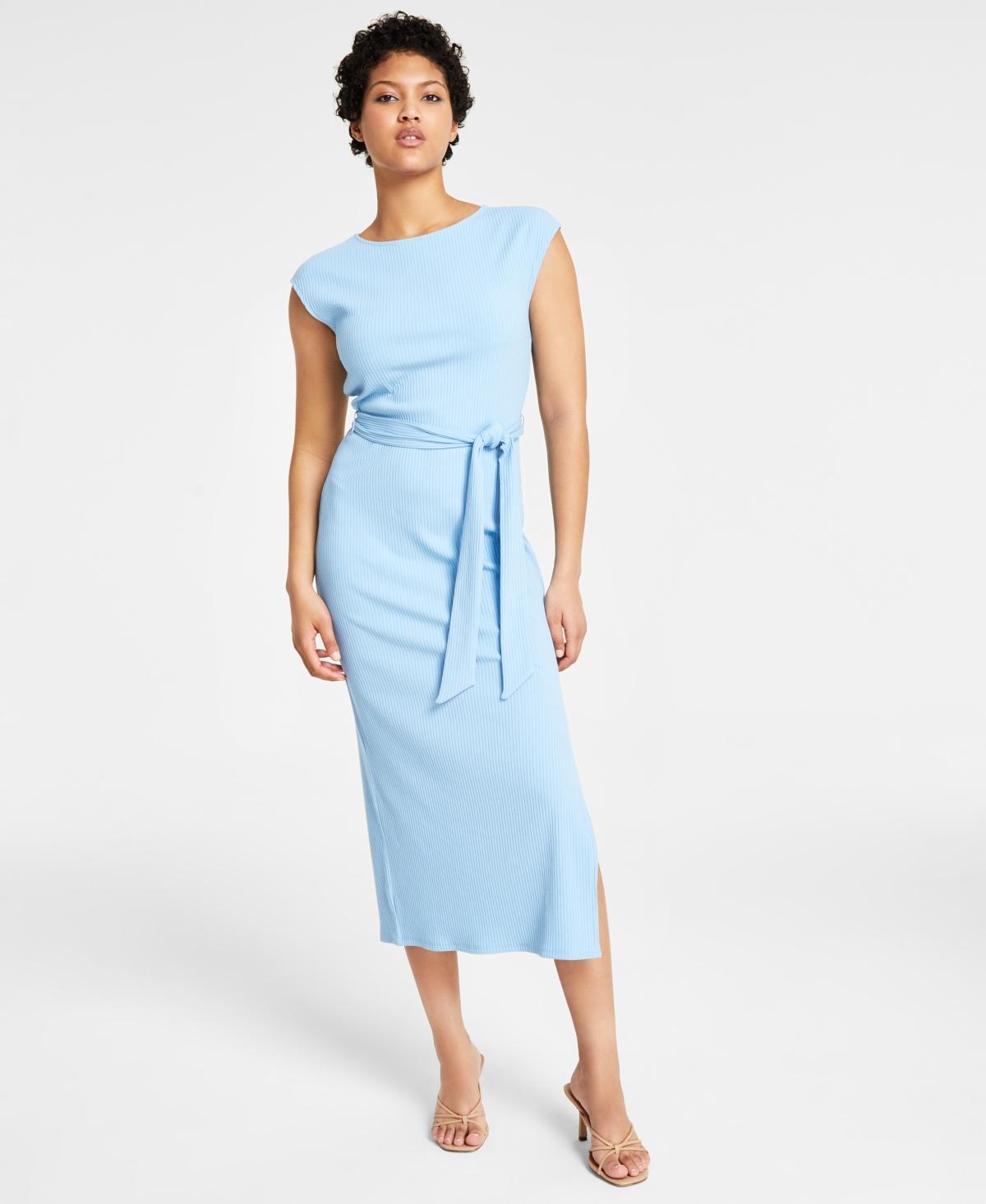 Women's Cap-Sleeve Ribbed Midi Dress, Created for Macy's Product Image