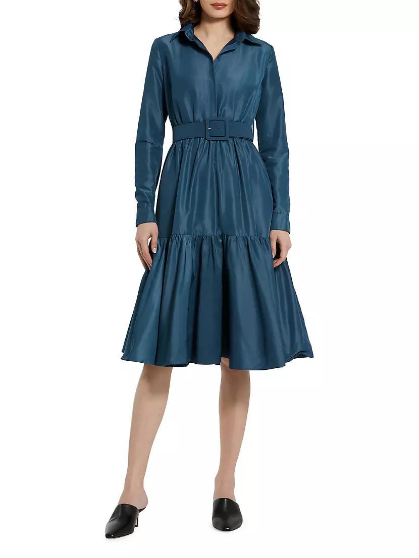 Faille Belted A-Line Shirtdress Product Image