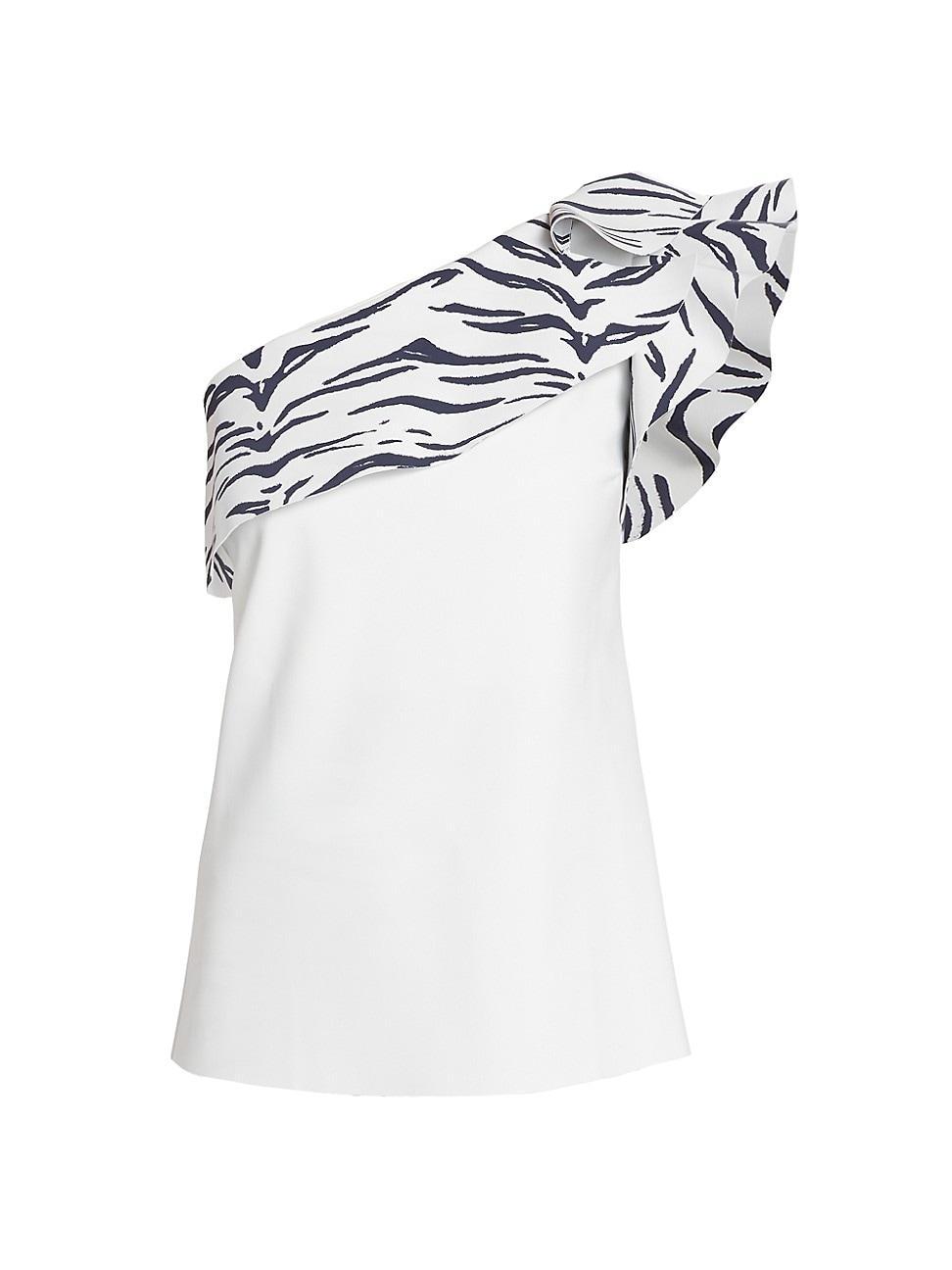 Womens Kikina Zebra Print One-Shoulder Top Product Image