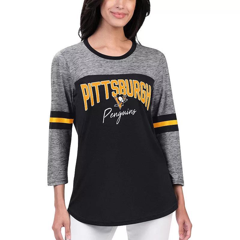 Womens G-III 4Her by Carl Banks Black Pittsburgh Penguins Play The Game 3/4-Sleeve T-Shirt Product Image