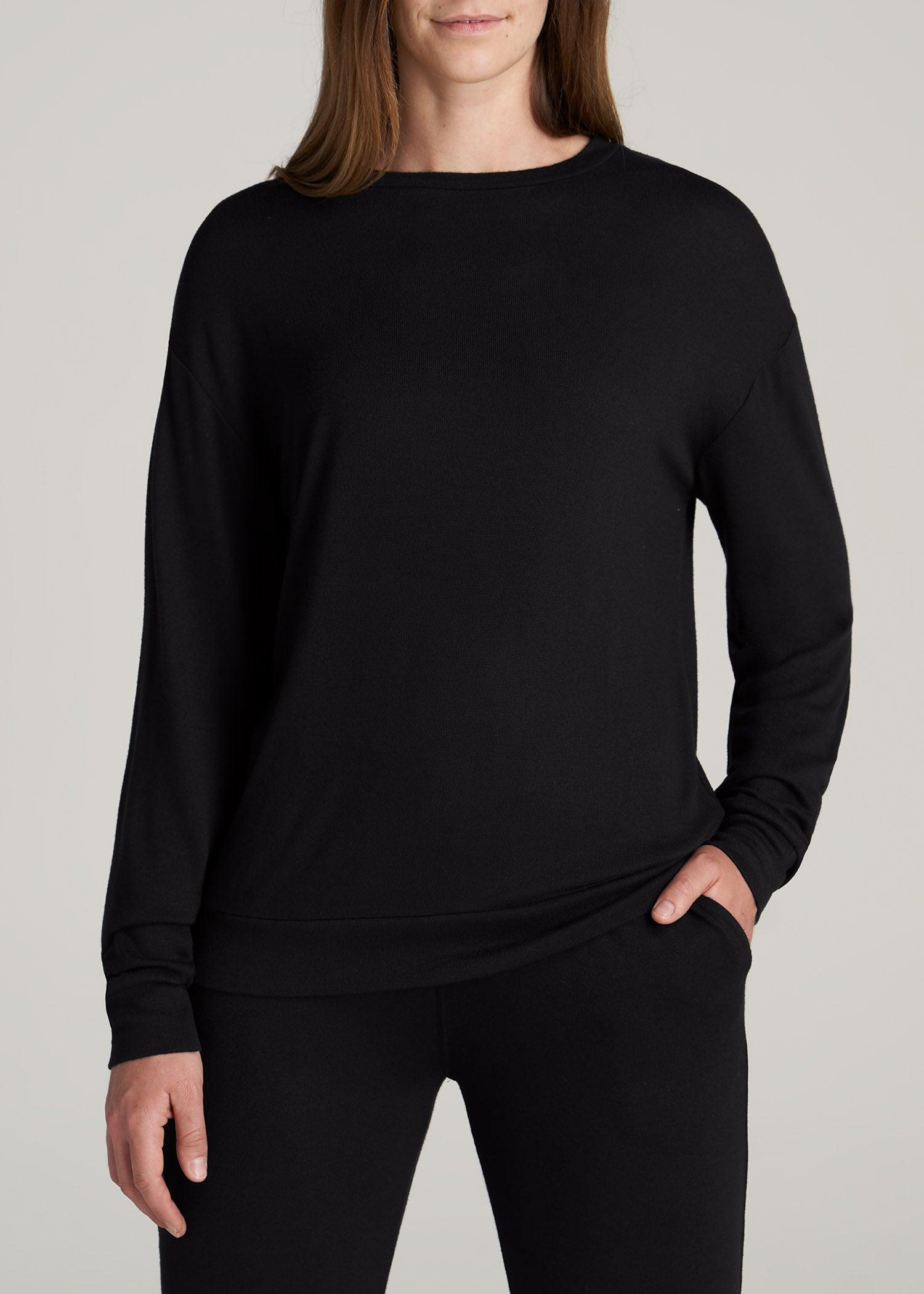 Cozy Lounge Crewneck in Black - Tall Women's Shirts Female Product Image