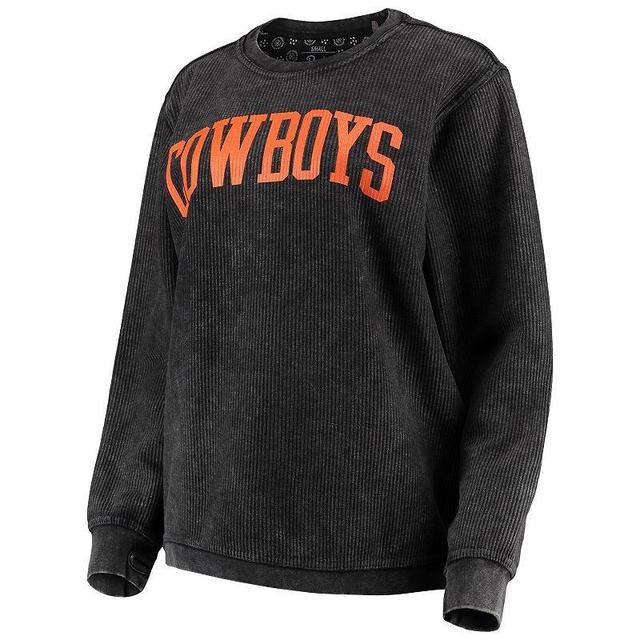 Womens Pressbox Oklahoma State Cowboys Comfy Cord Vintage Wash Basic Arch Pullover Sweatshirt Product Image