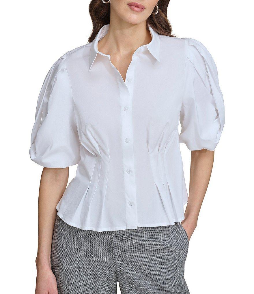 DKNY Puff Sleeve Button Up Shirt Product Image