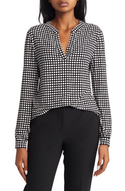 Anne Klein Womens Split-Neck Pearl-Dot Top - Anne Black/ Product Image