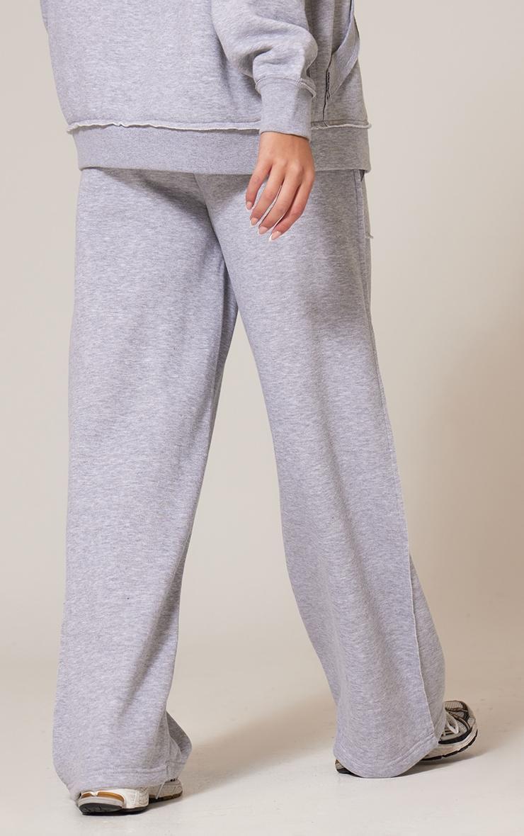 Grey Marl Exposed Seam Detail Wide Leg Joggers Product Image