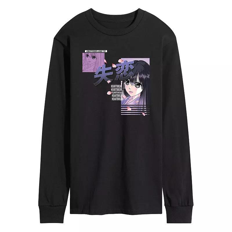 Mens Anime Heartbreak Long Sleeve Tee Black Product Image