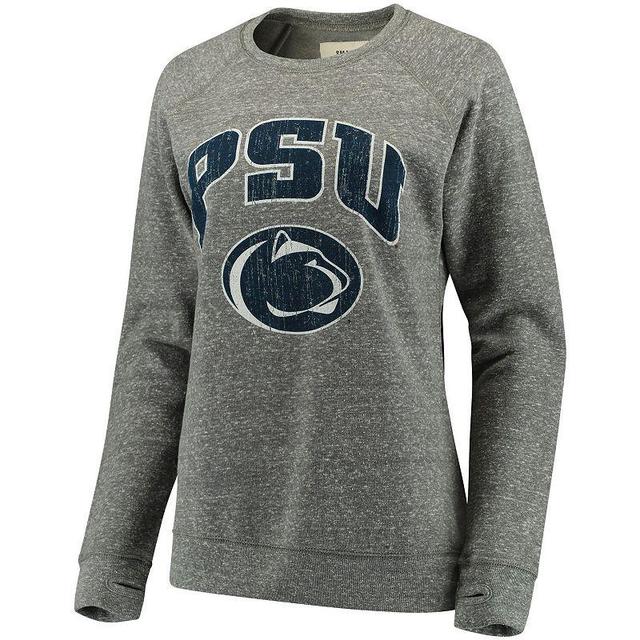 Womens Pressbox Heathered Gray Penn State Nittany Lions Edith Vintage Knobi Pullover Sweatshirt Product Image