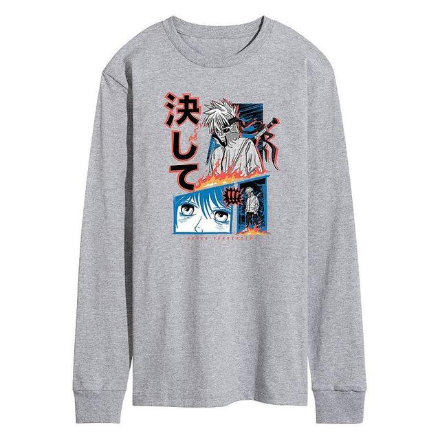 Mens Anime Never Surrender Long Sleeve Tee, Size: XXL, Med Red Product Image