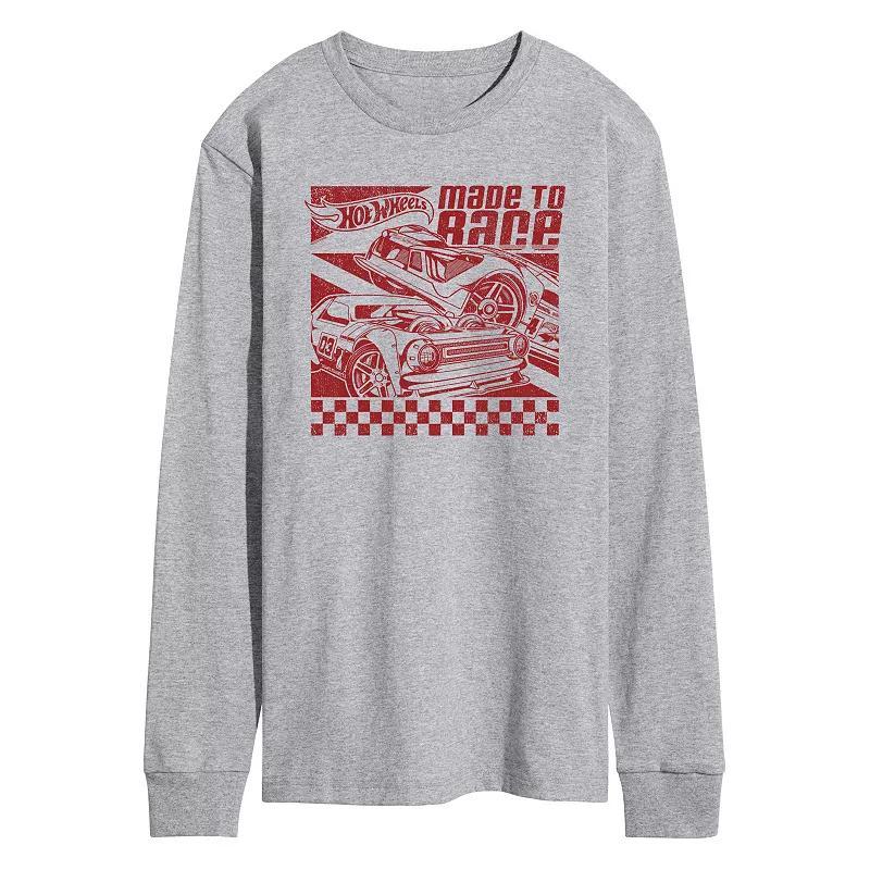 Mens Hot Wheels Made To Race Long Sleeve Graphic Tee Grey Gray Product Image