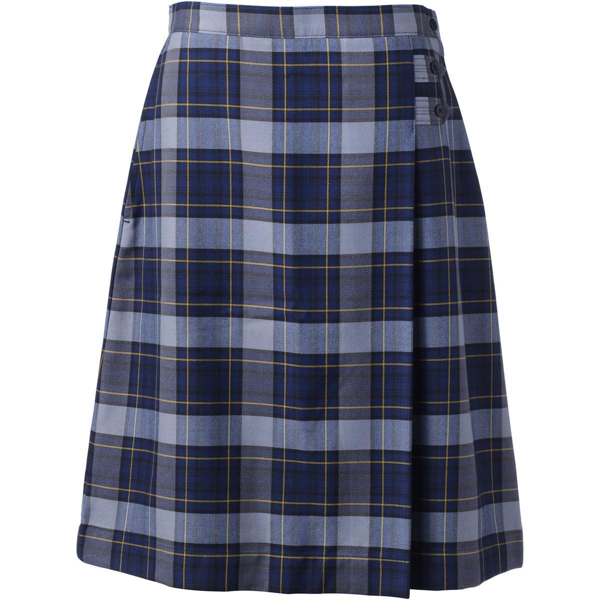 Womens Lands End Plaid Below the Knee A-line Skirt White Product Image