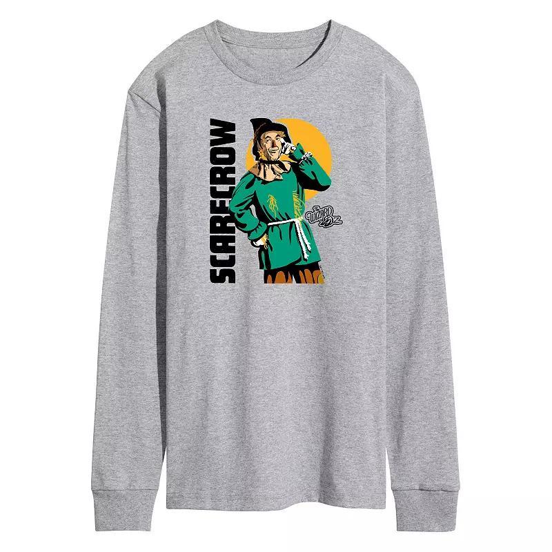 Mens Wizard of Oz Scarecrow Long Sleeve Graphic Tee Grey Gray Product Image