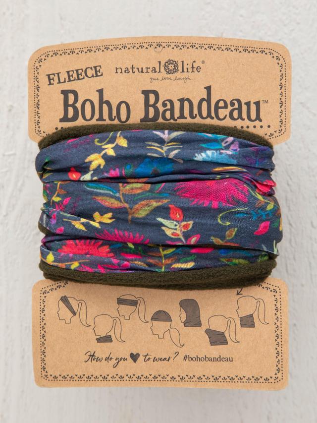 Fleece Boho Bandeau® Headband - Navy Wildflower Product Image