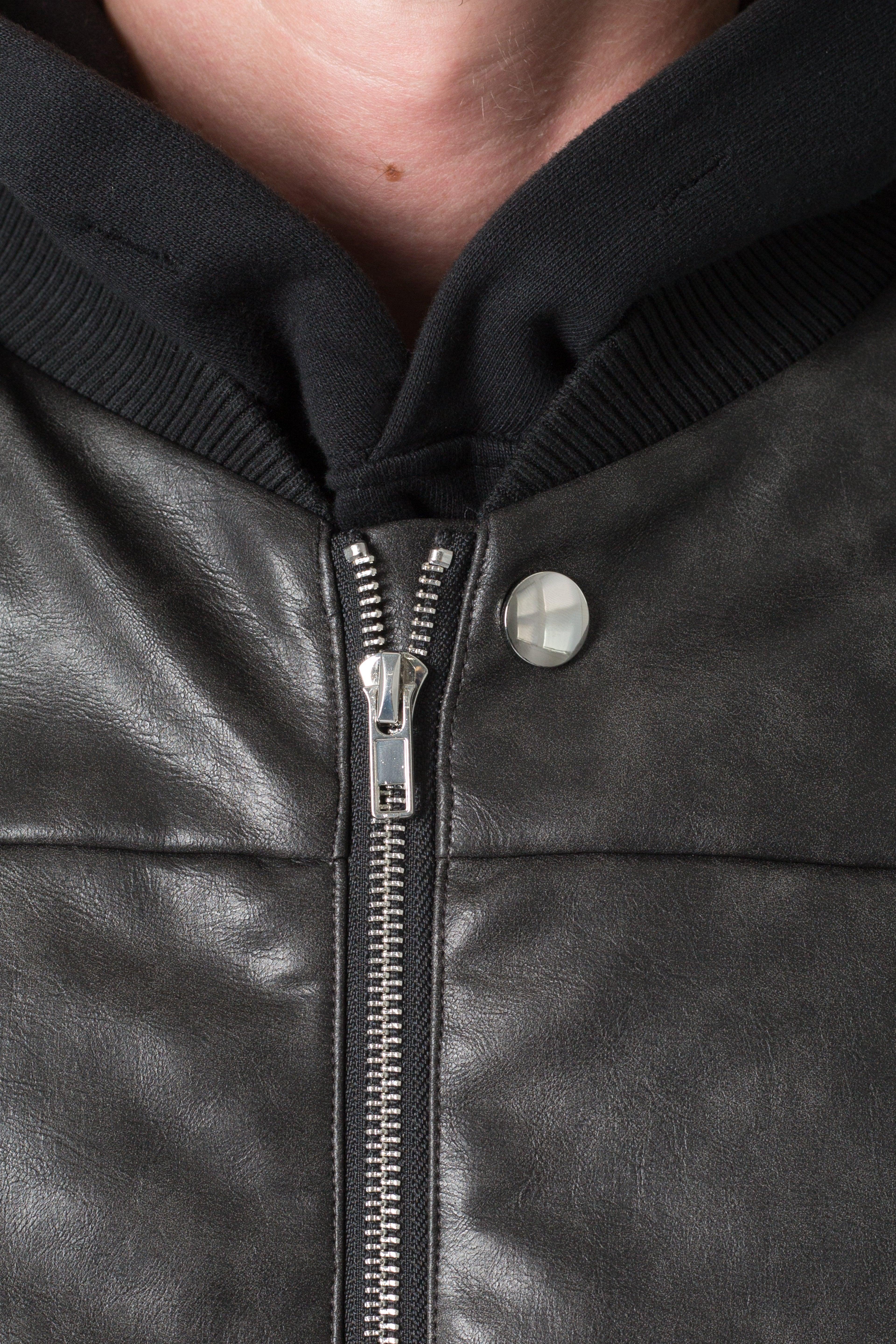 Leather Bomber Vest - Black Product Image