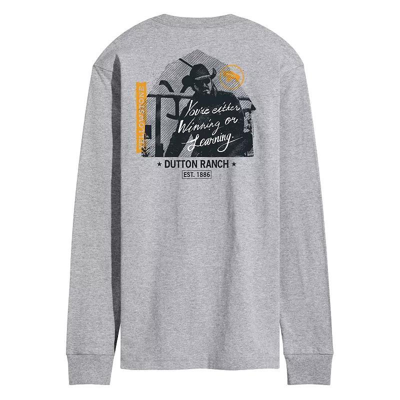 Mens Yellowstone Rip Winning Or Learning Long Sleeve Graphic Tee Grey Gray Product Image