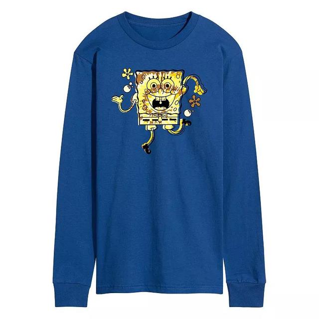 Mens SpongeBob SquarePants Tie Dye SpongeBob Long Sleeve Graphic Tee Product Image