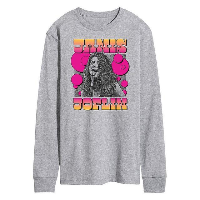 Mens Janis Joplin Drawing Long Sleeve Tee Med Grey Product Image