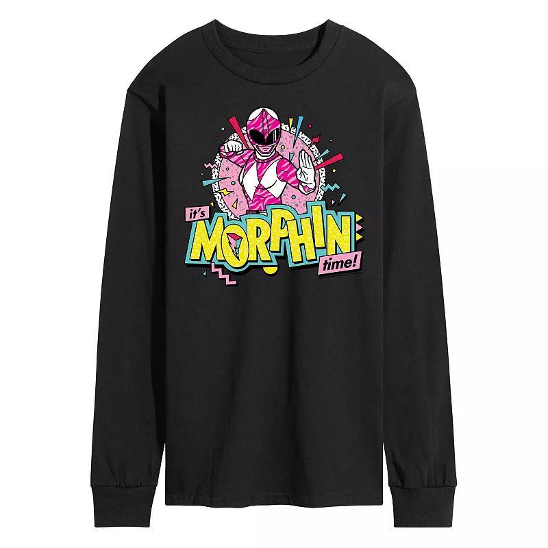 Mens Power Rangers Morphin Pink Long Sleeve Graphic Tee Product Image