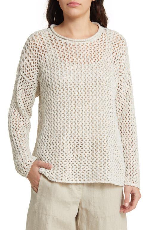 Eileen Fisher Cotton Crewneck Mesh Sweater Product Image