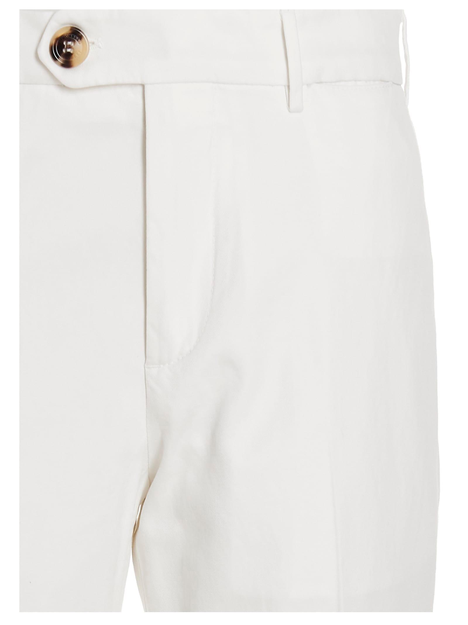 BRUNELLO CUCINELLI Cotton Gabardine Tailored Trousers In White Product Image