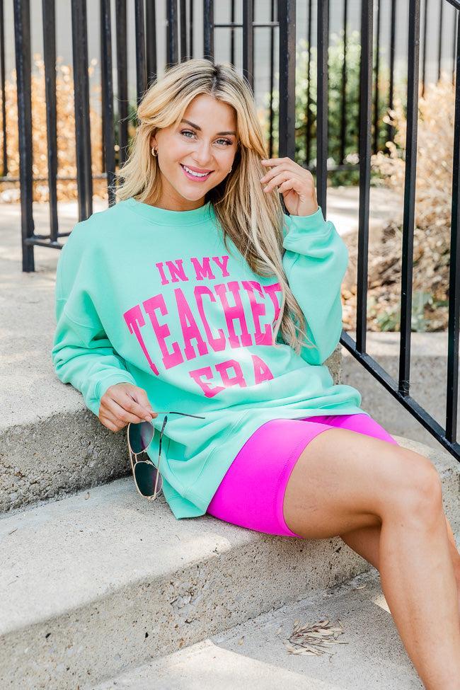 In My Teacher Era Lime Oversized Graphic Sweatshirt Product Image