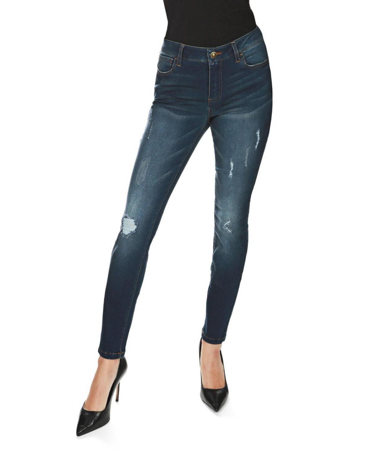 MeMoi Womens Distressed Bamboo Blend Denim Jeggings Product Image