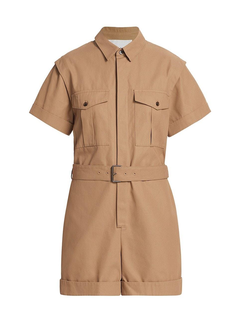 Womens Belted Cotton-Blend Utility Romper product image