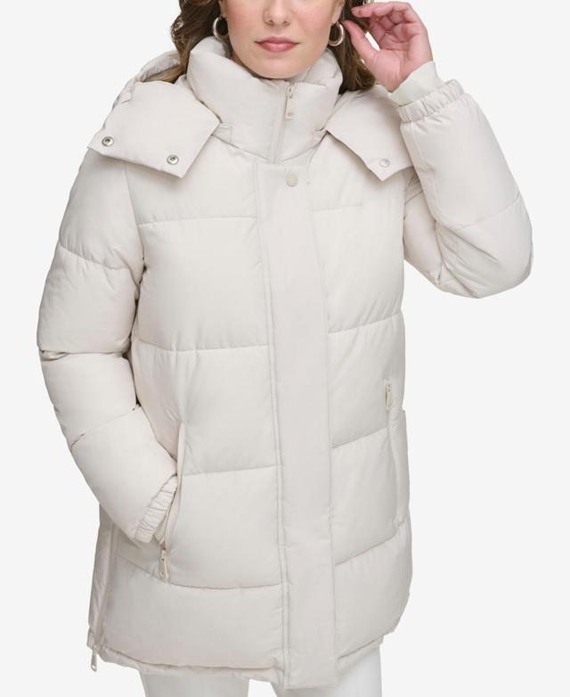 Calvin Klein Womens Hooded Stand-Collar Puffer Coat Product Image