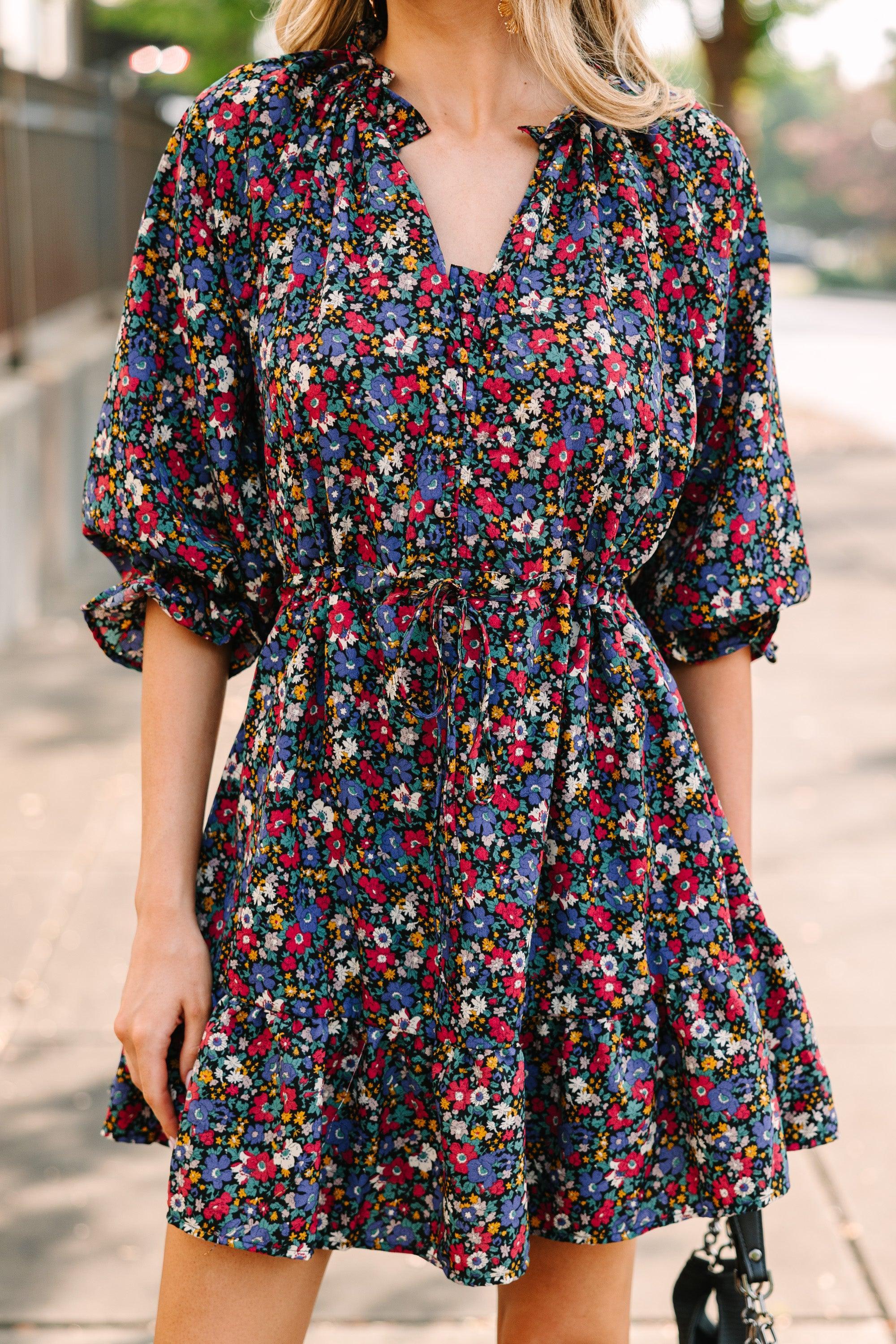 It's About Time Black Floral Dress Female Product Image