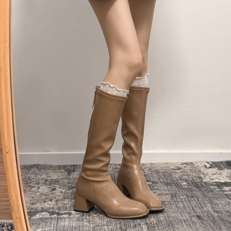 Plain Chunky Heel Tall Boots product image