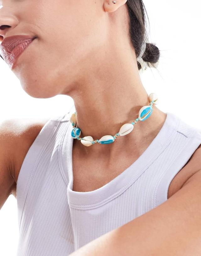 South Beach shell choker necklace in blue Product Image