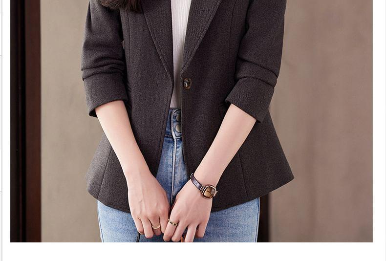 Lapel Collar Plain Single Breasted Blazer Product Image