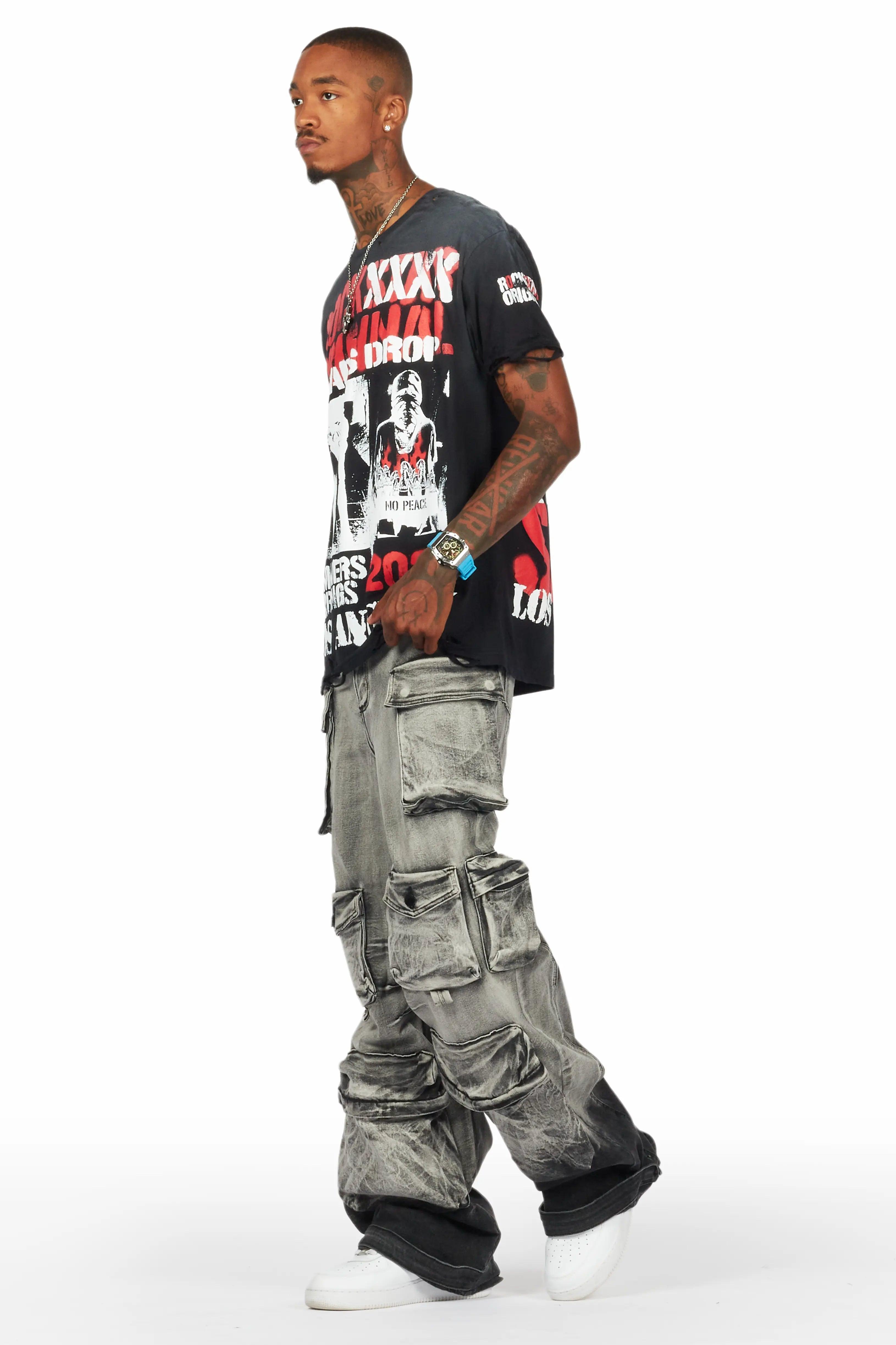 Mahesh Grey Baggy Cargo Jean Male Product Image