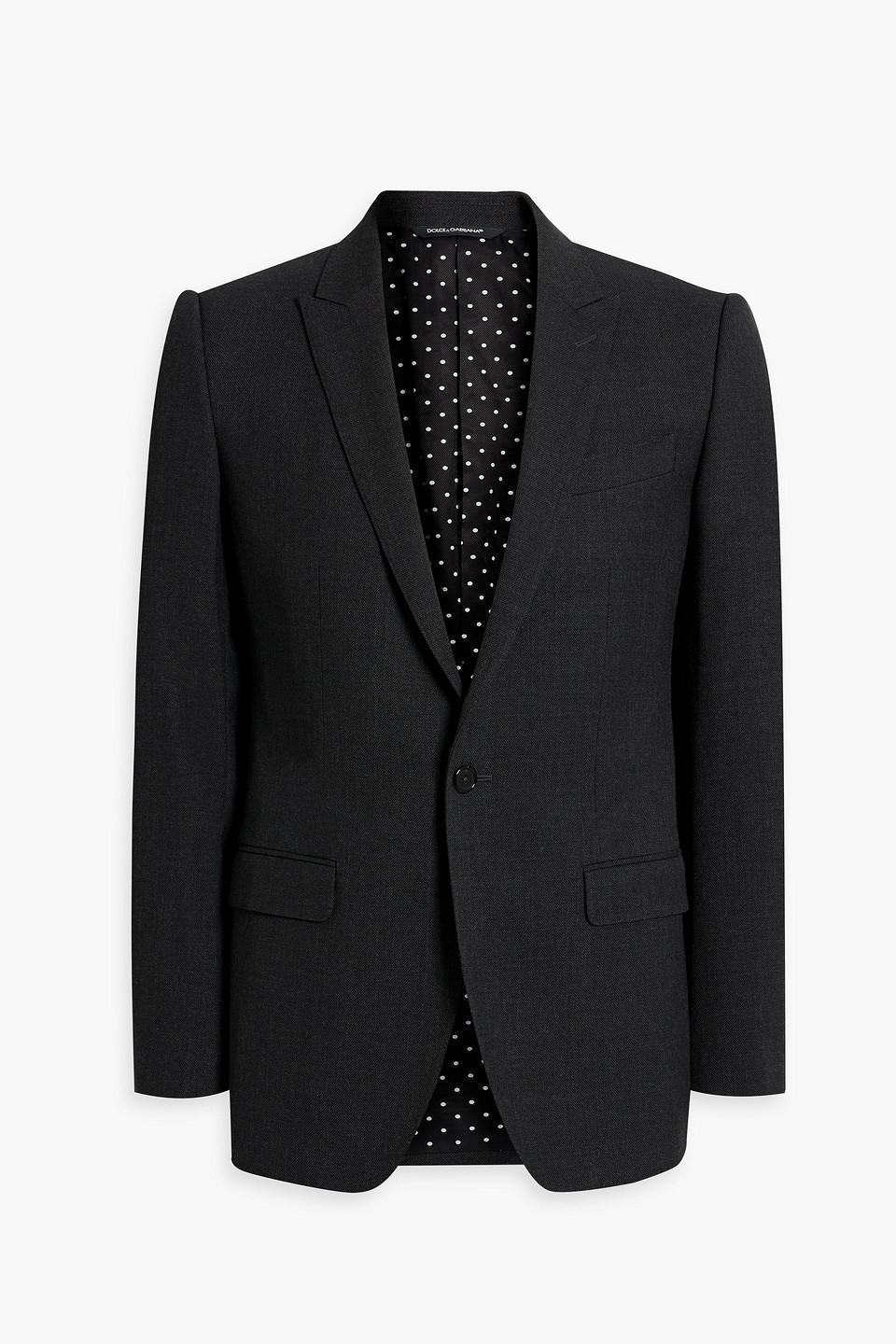 Slim-fit Grain De Poudre Wool Blazer In Dark Gray Product Image