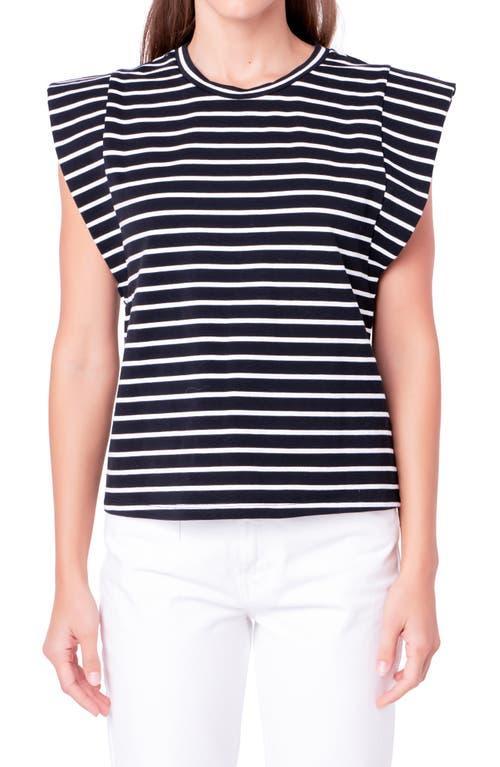 English Factory Stripe Extended Shoulder T-Shirt Product Image