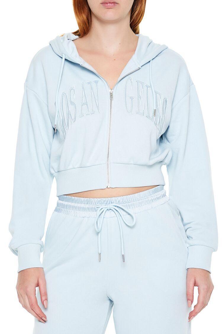 Embroidered City Cropped Hoodie | Forever 21 Product Image