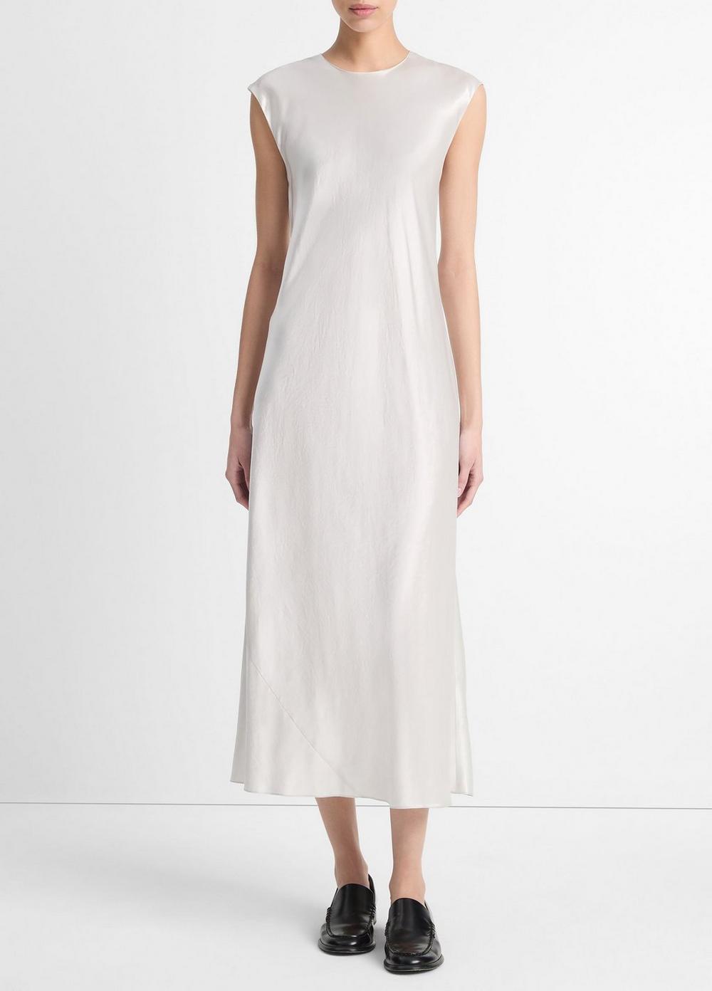 Satin Bias Cap-Sleeve Dress Product Image