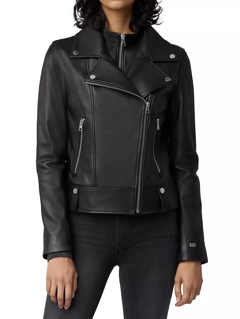 Ryder Fitted Leather Biker Jacket Product Image