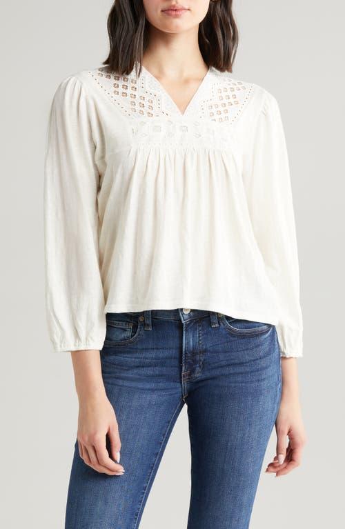 Lucky Brand Lace Trim Cotton Peasant Top Product Image