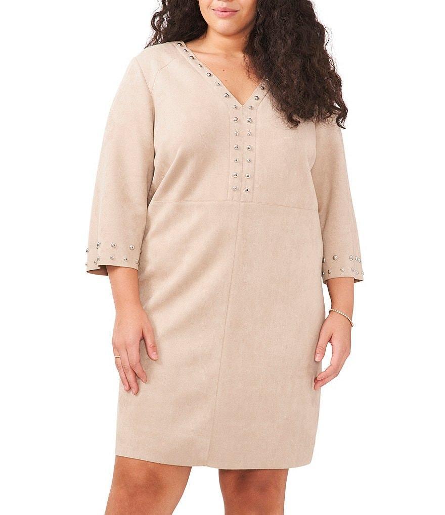 Vince Camuto Plus Size V-Neck 3/4 Sleeve Dress product image