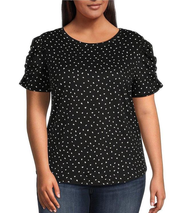 Moa Moa Plus Short Puff Sleeve Printed Top Product Image